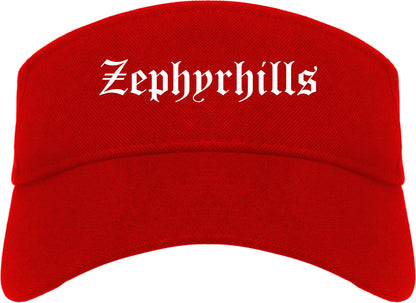 Zephyrhills Florida FL Old English Mens Visor Cap Hat Red