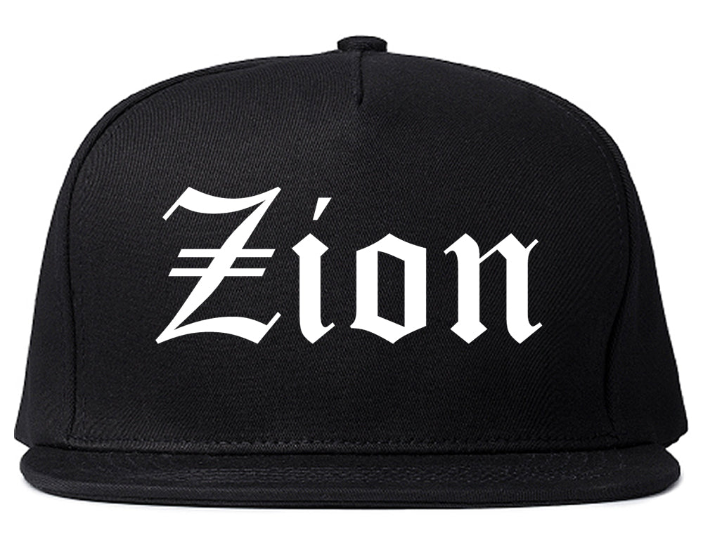 Zion Illinois IL Old English Mens Snapback Hat Black
