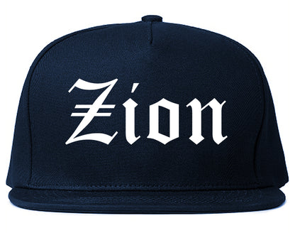 Zion Illinois IL Old English Mens Snapback Hat Navy Blue