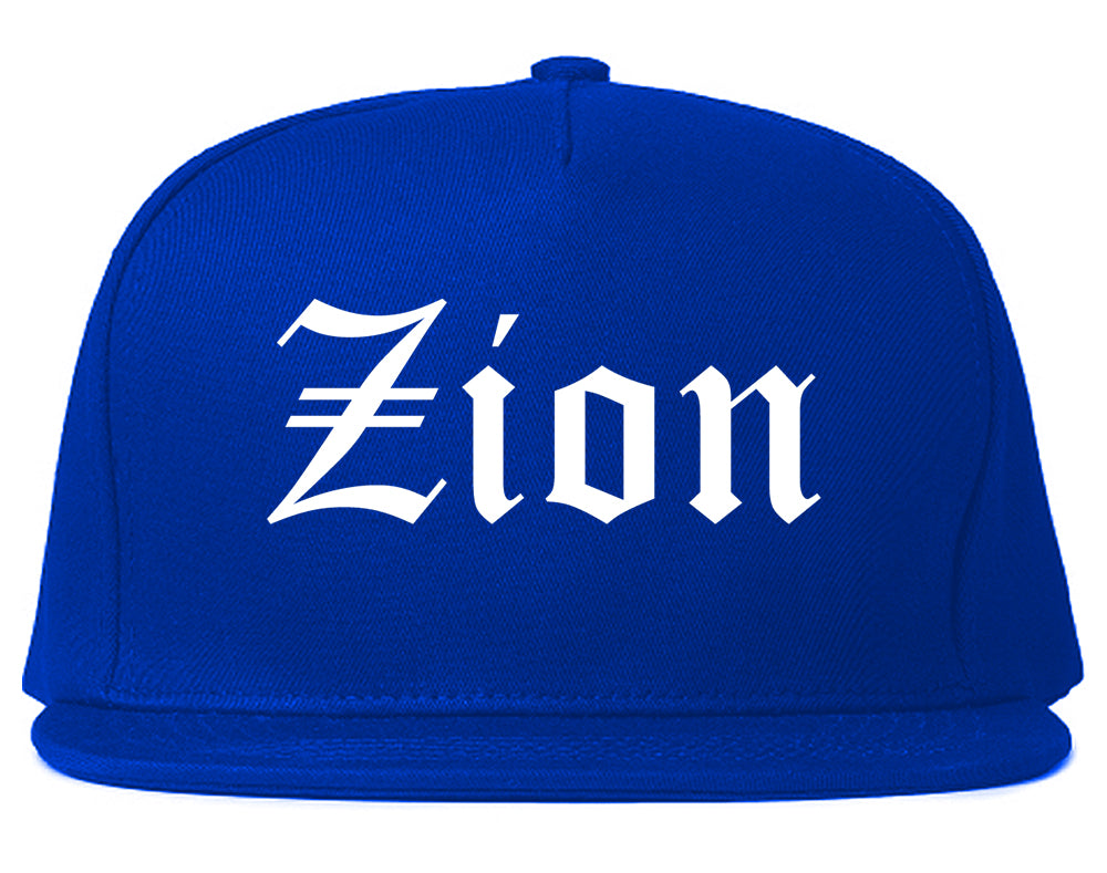 Zion Illinois IL Old English Mens Snapback Hat Royal Blue