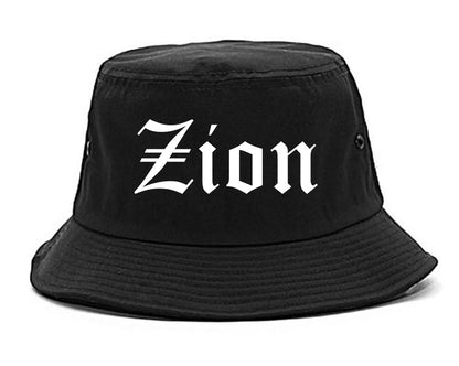 Zion Illinois IL Old English Mens Bucket Hat Black