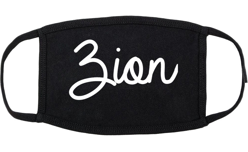 Zion Illinois IL Script Cotton Face Mask Black