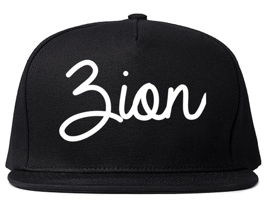 Zion Illinois IL Script Mens Snapback Hat Black