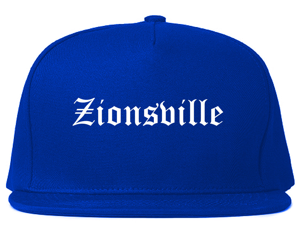 Zionsville Indiana IN Old English Mens Snapback Hat Royal Blue
