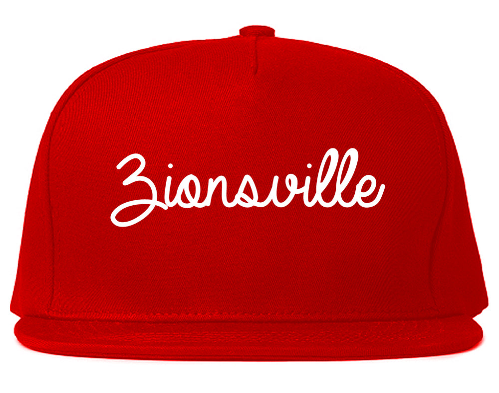 Zionsville Indiana IN Script Mens Snapback Hat Red