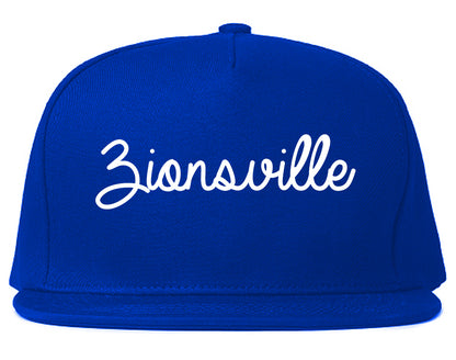 Zionsville Indiana IN Script Mens Snapback Hat Royal Blue